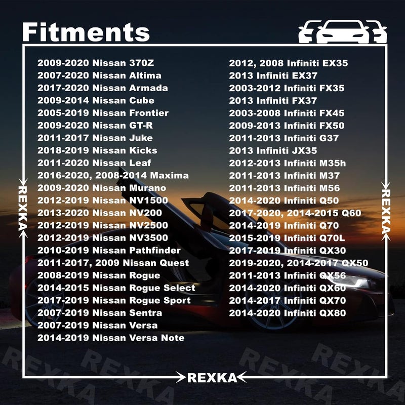 Rexka 10pcs Fender Liner Cowl Grille Bumper Under Cover Clip Push-Type Retainer Compatible with Nissan Infiniti 01553-05933 01553-05323 370Z 350Z Altima GT-R Juke Leaf Murano Quest Q50 Q60 Q70 QX60 - Image 3